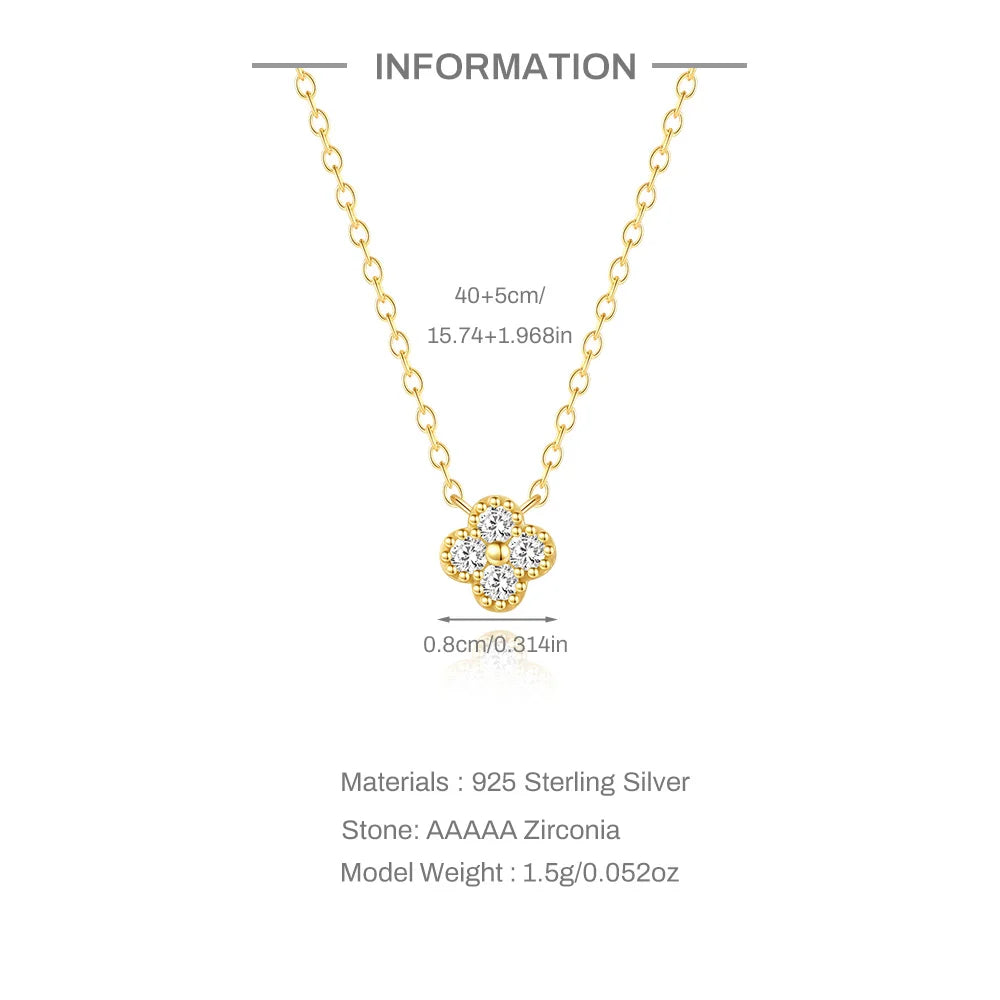Aide Plata Real 925 Sterling Silver Lucky Lady Necklace European And American Four-leaf Clover Chain Necklace Turquoise Necklace