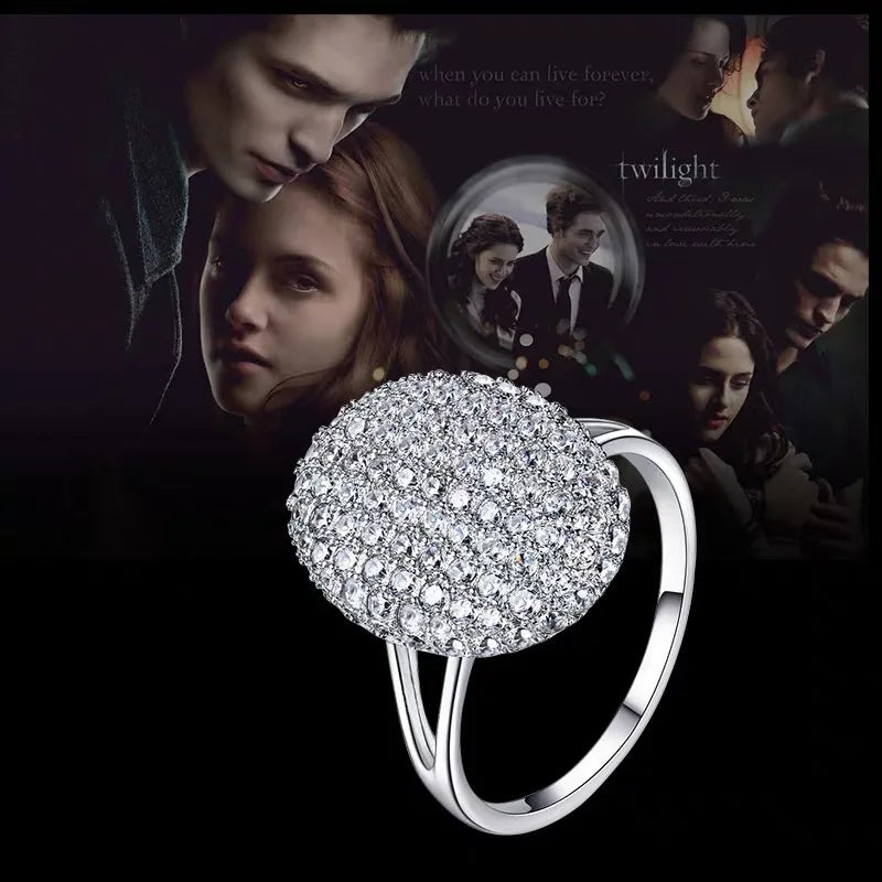 Authentic S925 sterling silver set with diamond Twilight Breaking Dawn Bella engagement wedding ring Fashion jewelry  gift