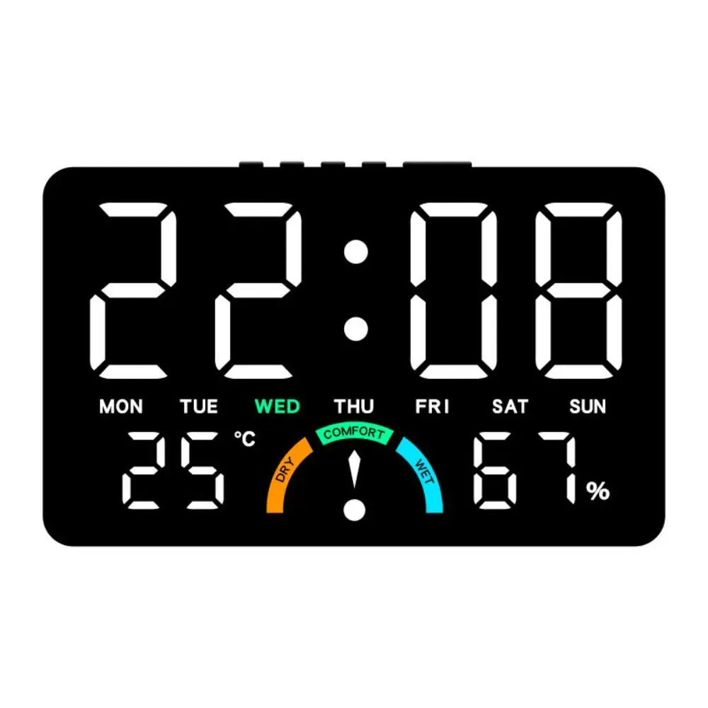 Wall-mounted Electronic Wall Clock Multi-functional Temperature Digital LED Clocks 12/24H Voice Control Display Table Clock