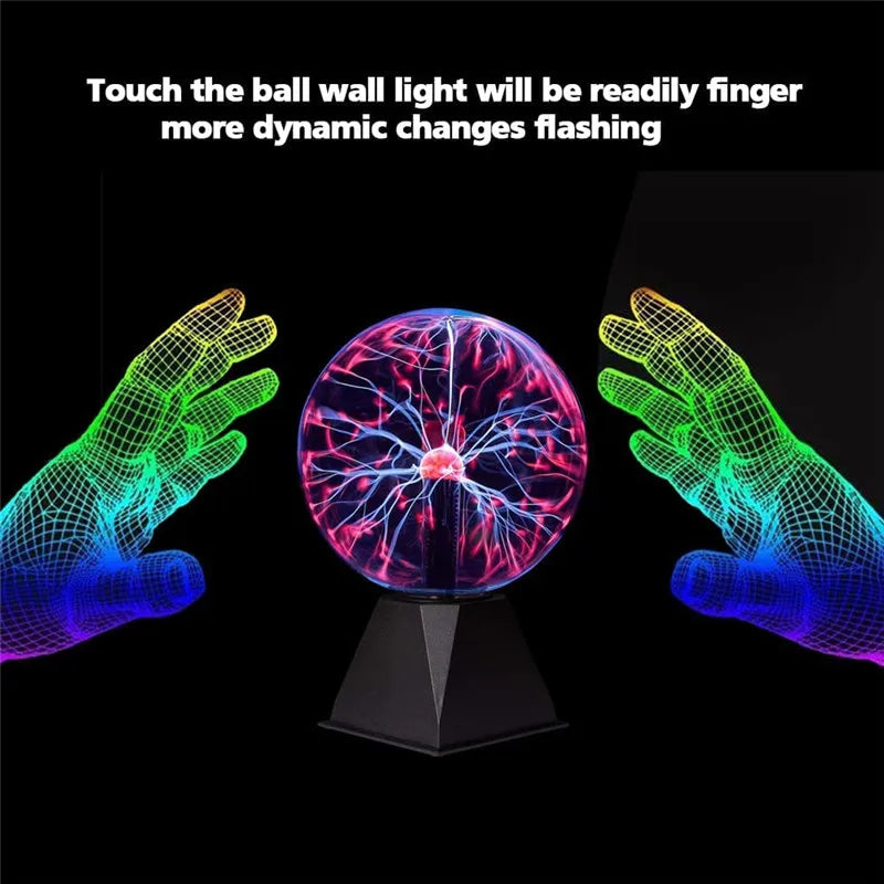 3/4/5/6/8 Inch Magic Plasma Ball Lamp LED Atmosphere Night Light Only Touch Sensitive Glass Plasma Light Bedroom Decor Kids Gift
