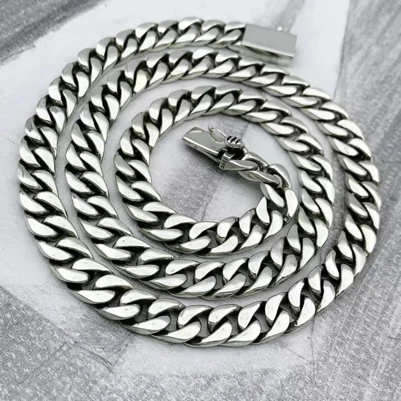 100% S925 Sterling Silver Necklace 7MM 8MM 10MM Punk 925 Silver Chains Original Certified Jewelry Gifts