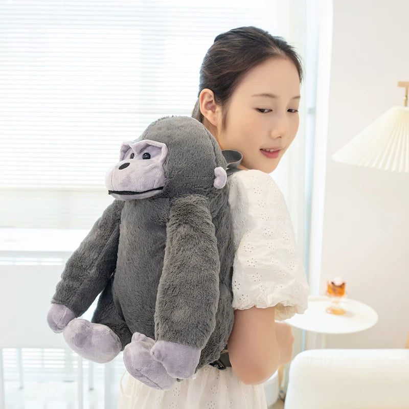 32CM Creative Gorilla Plush Backpack Cute Monkey Stuffed Doll Funny Student School Backpack Gifts