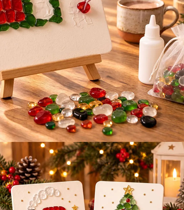 Christmas Mosaic Art Kit DIY Glass Gem Painting Set Christmas Tree Reindeer Santa Handmade Craft Kit Holiday Home Decor Art Orna