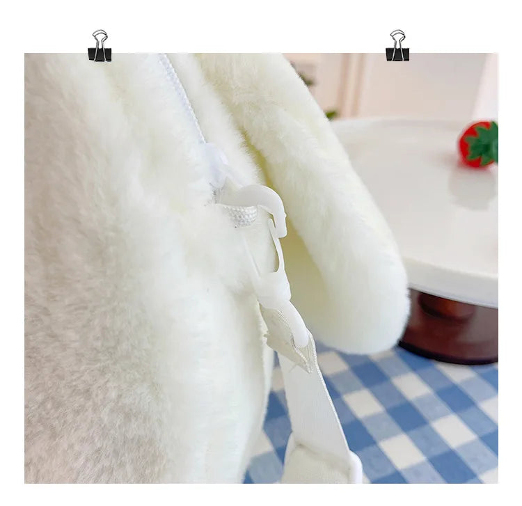 New Rabbit Kitten Plush Toy Backpack Stuffed Animal Rabbit Hold Peach Cat Hold Avocado Portable Shoulder Bag Girl Birthday Gifts
