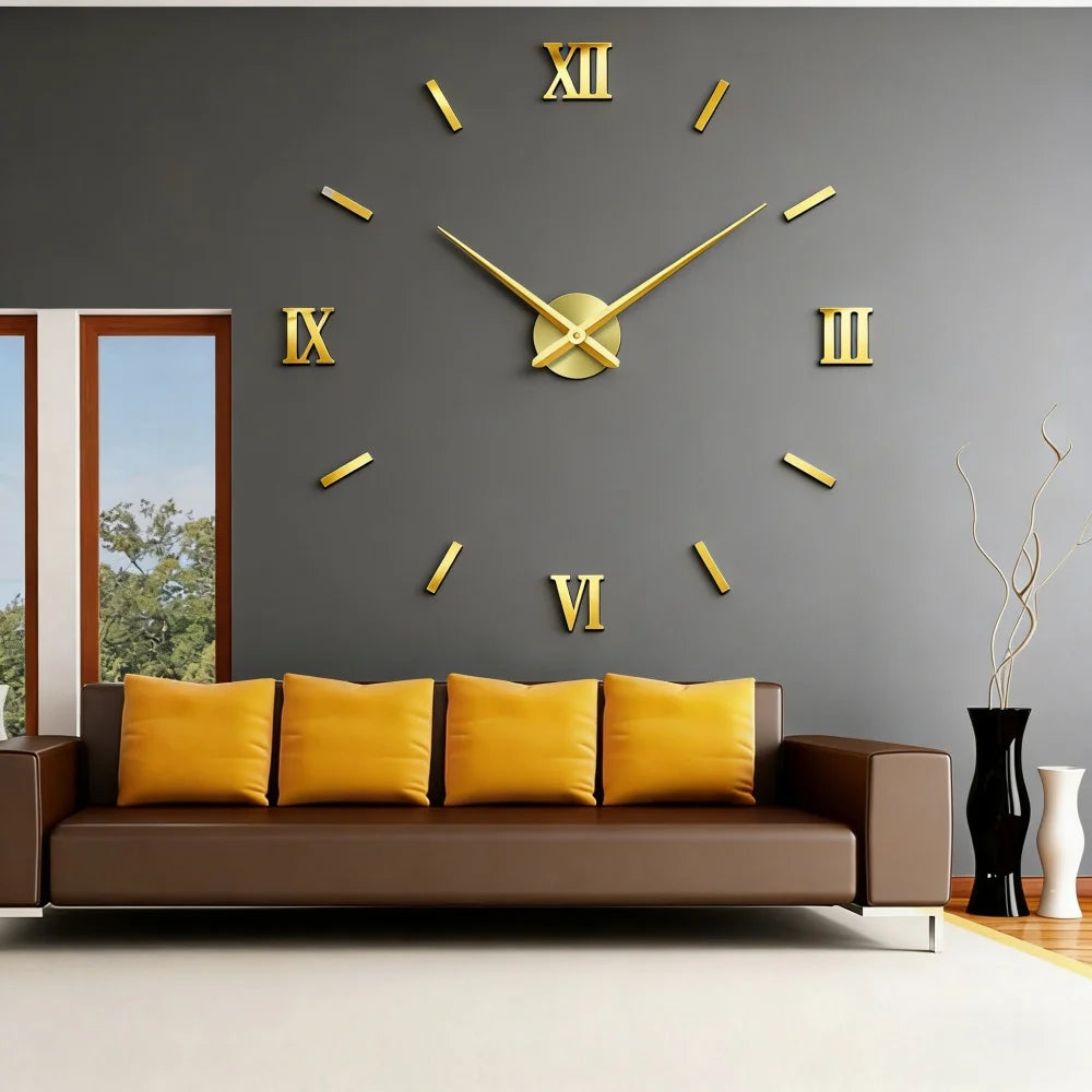 2026 Modern Design Large Wall Clock 3D DIY Quartz Clocks Fashion Watches Acrylic Mirror Stickers Living Room Home Decor Horloge