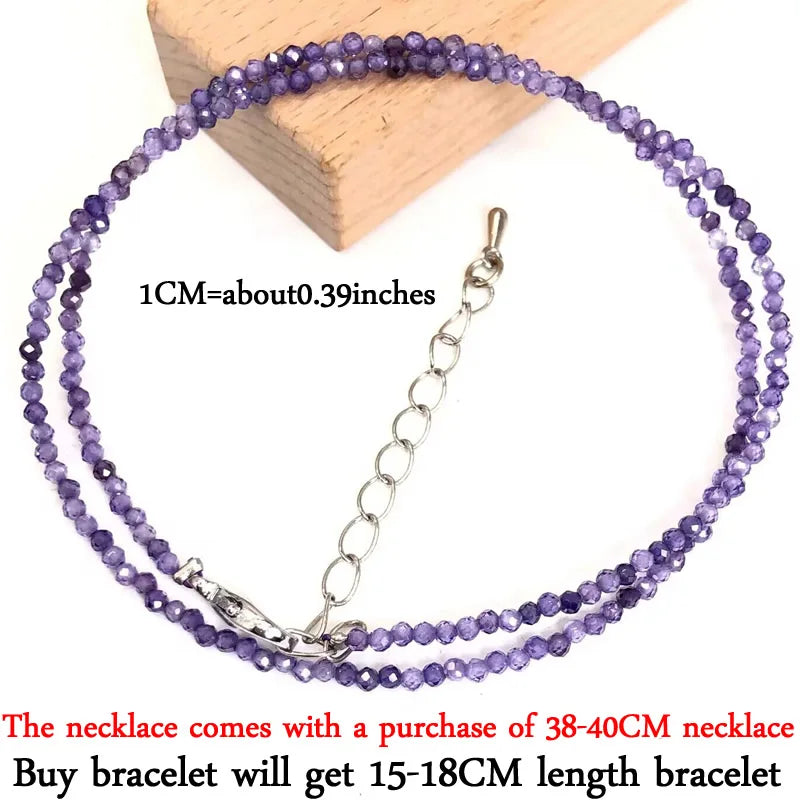 2024 New Boho 2mm Natural Stone Crystal quartz Necklace Bracelet Small Chain Ladies Fashion Accessories Charm Jewelry Accessorie