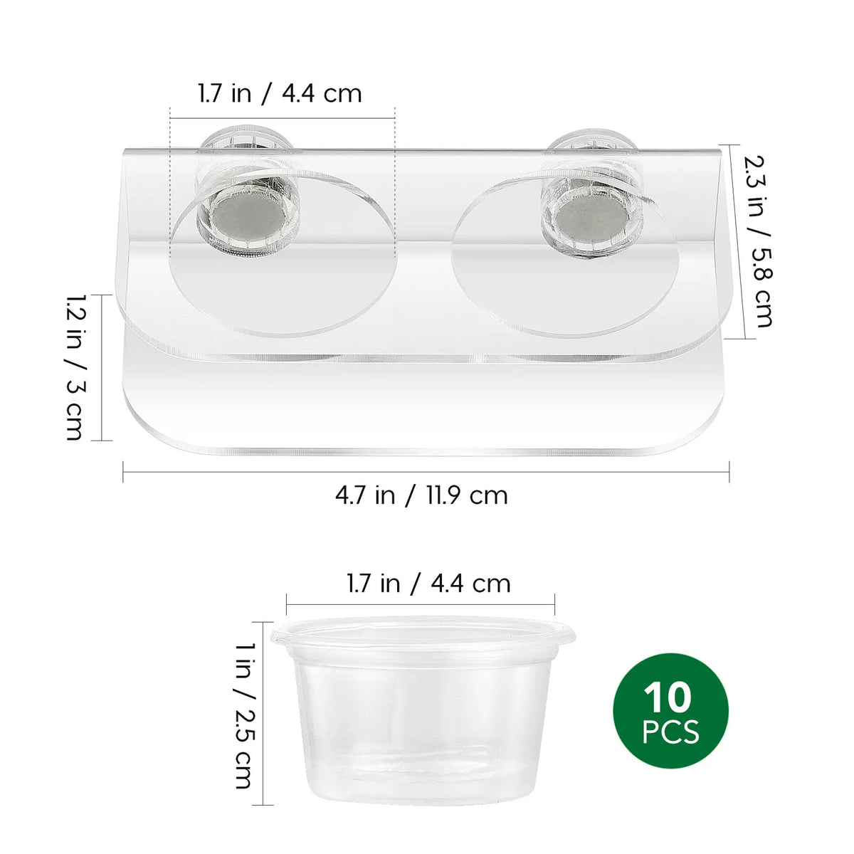 10 Reptile Feeding Cups Gecko Food Bowl Magnetic Pet Dishes Water Tank Supplies Easy Clean Durable Acrylic Small Animals Pet