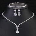 ZAKOL Luxury Clear Water Drop Zircon Jewelry Set for Women High Quality Shiny CZ Wedding Party Jewelry