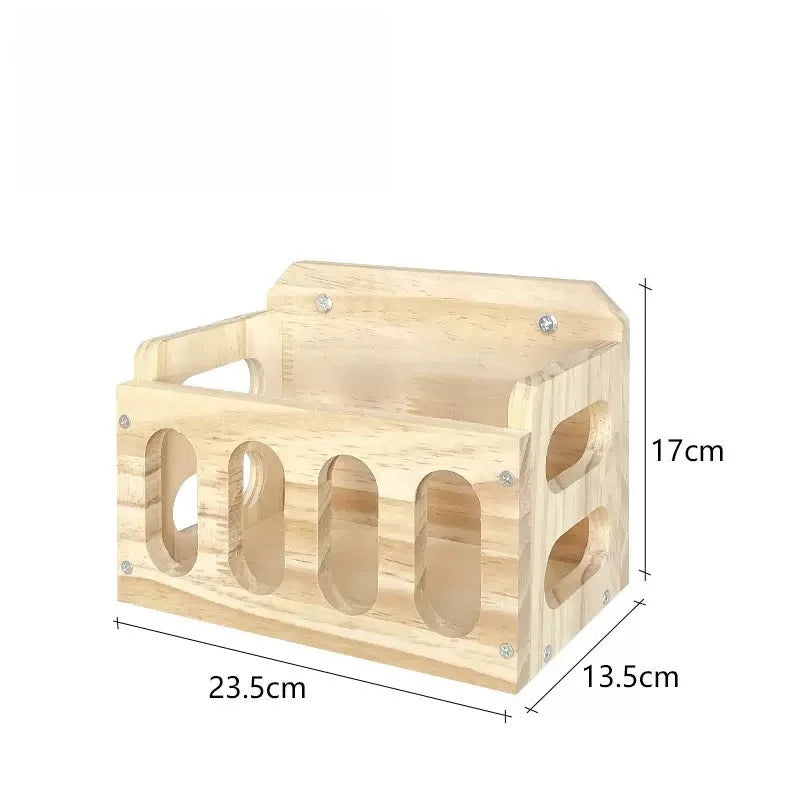 Natural Wooden Hay Feeder Rack - Hanging Guinea Pig Rabbit Feeding Grass Holder for Chinchilla Hamster Small Pet Cage Accessorie