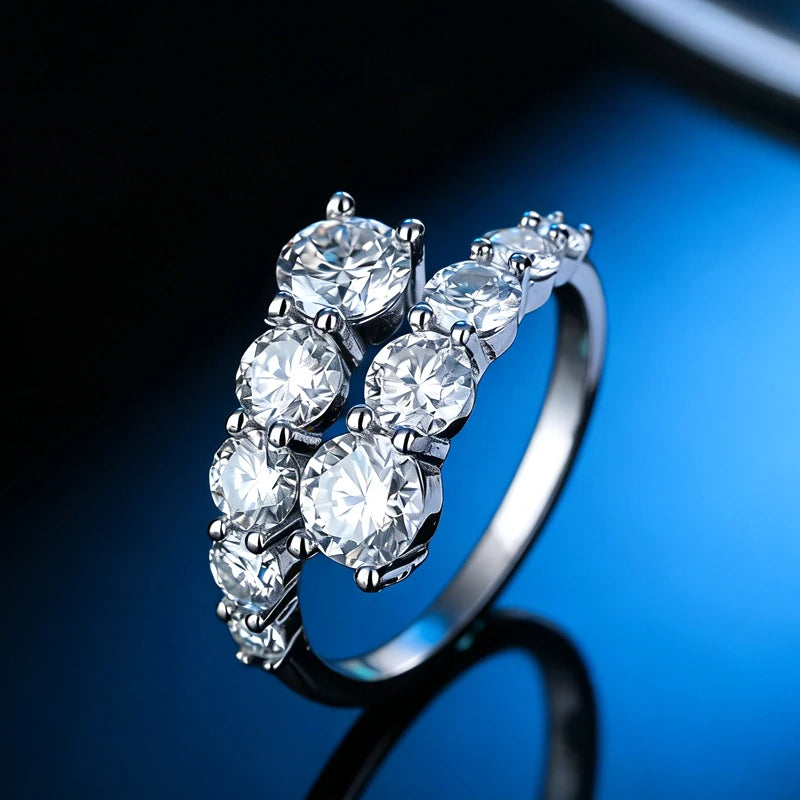 925 Sterling Silver Female Single Tail Ring100% Pass Diamond Tester Pen Moissanite Ring Matching Wedding Diamond Band for Women