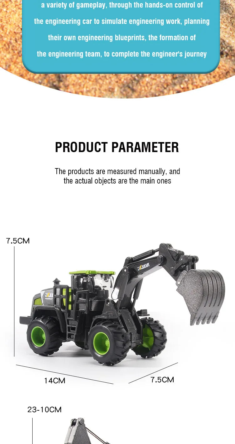 1/50 Diecast Alloy Inertia Engineering Vehicle Model Excavator Crane Forklift Road Roller Collectible Toy Gifts For Boys Kids