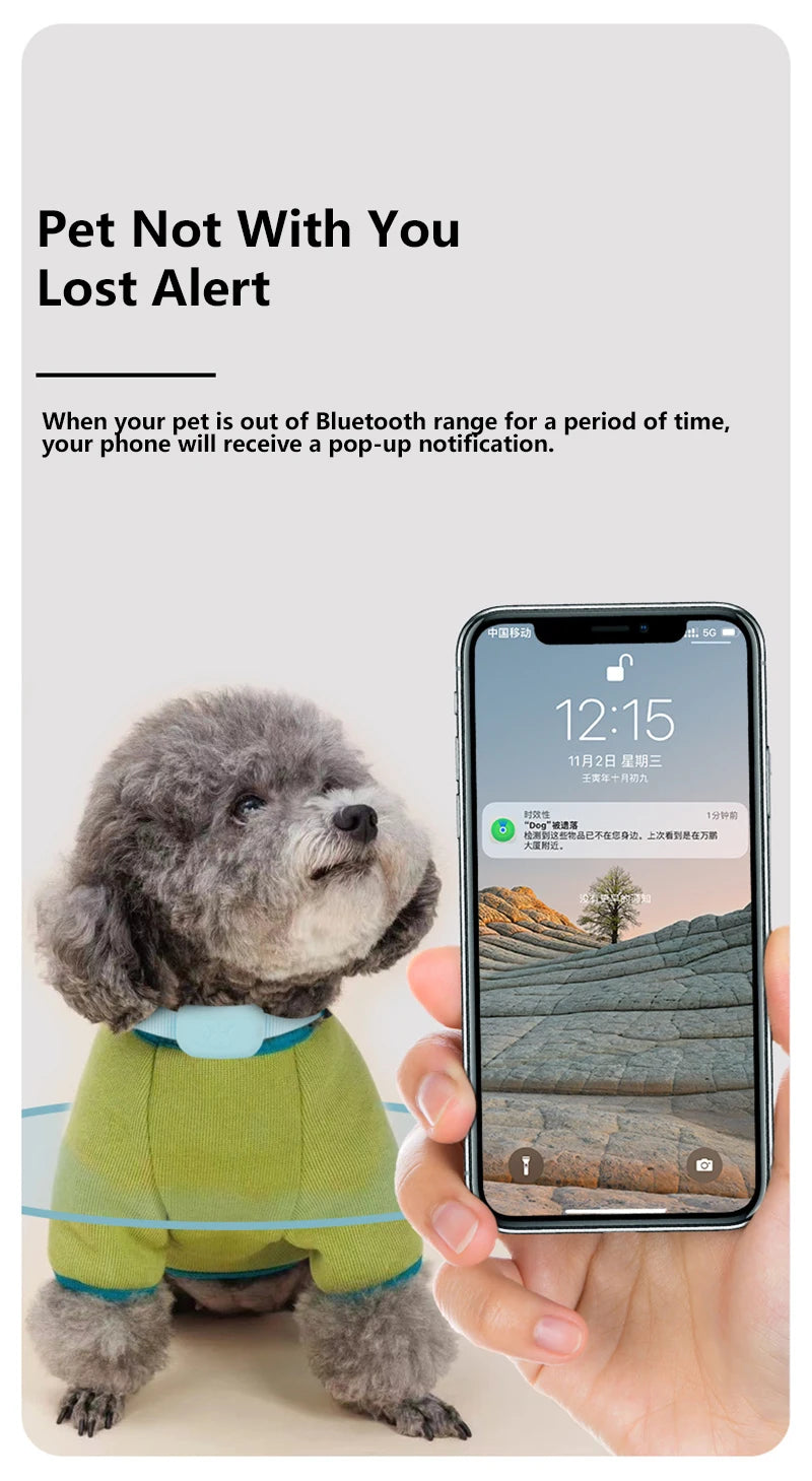 Waterproof Pet GPS Tracker - Dog & Cat Locator, with Adjustable Collar Anti Lost Dogs Real-time Tracking Device for iOS