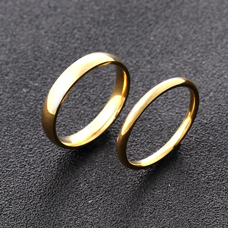 High quality titanium steel plated 18K gold ring couple ring Europe and the United States men and women 2mm4mm6mm8mm simple ring