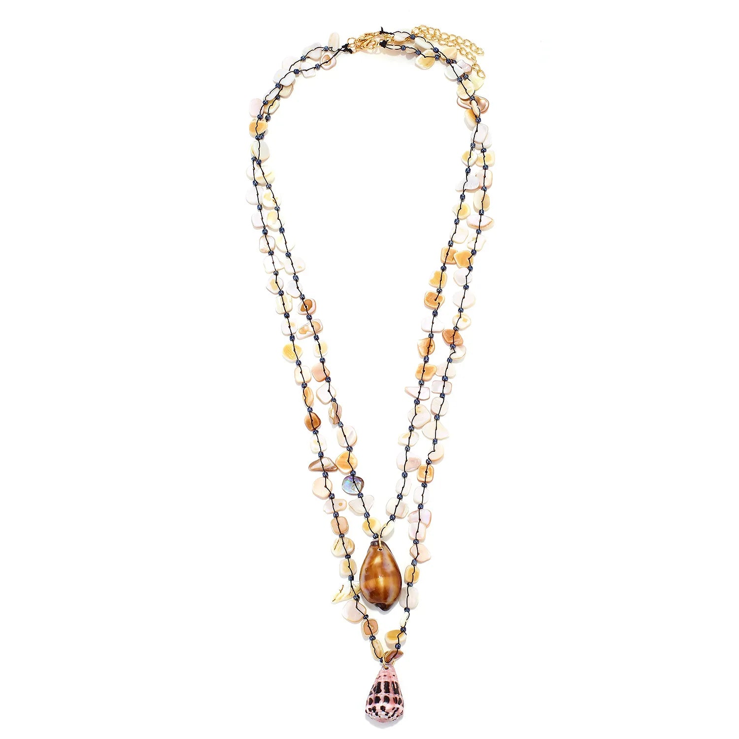 Bohemian Handmade Shell Conch Pendant Necklace for Women Double-layer Long Necklaces Statement Jewelry for Beach Summer 2026