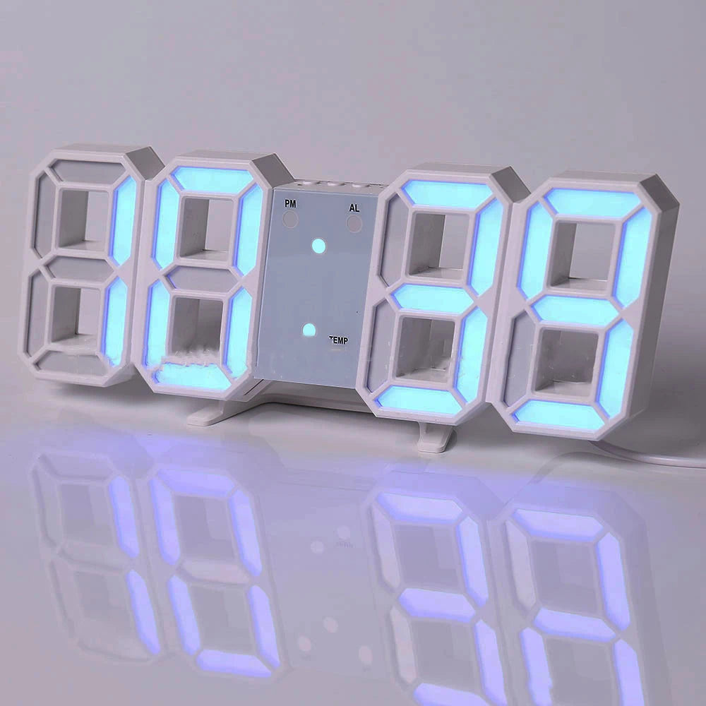 3D LED Digital Wall Clock ,9.7", Large Display Table/ Desk Clock with Remote Control 12/24H Temperature