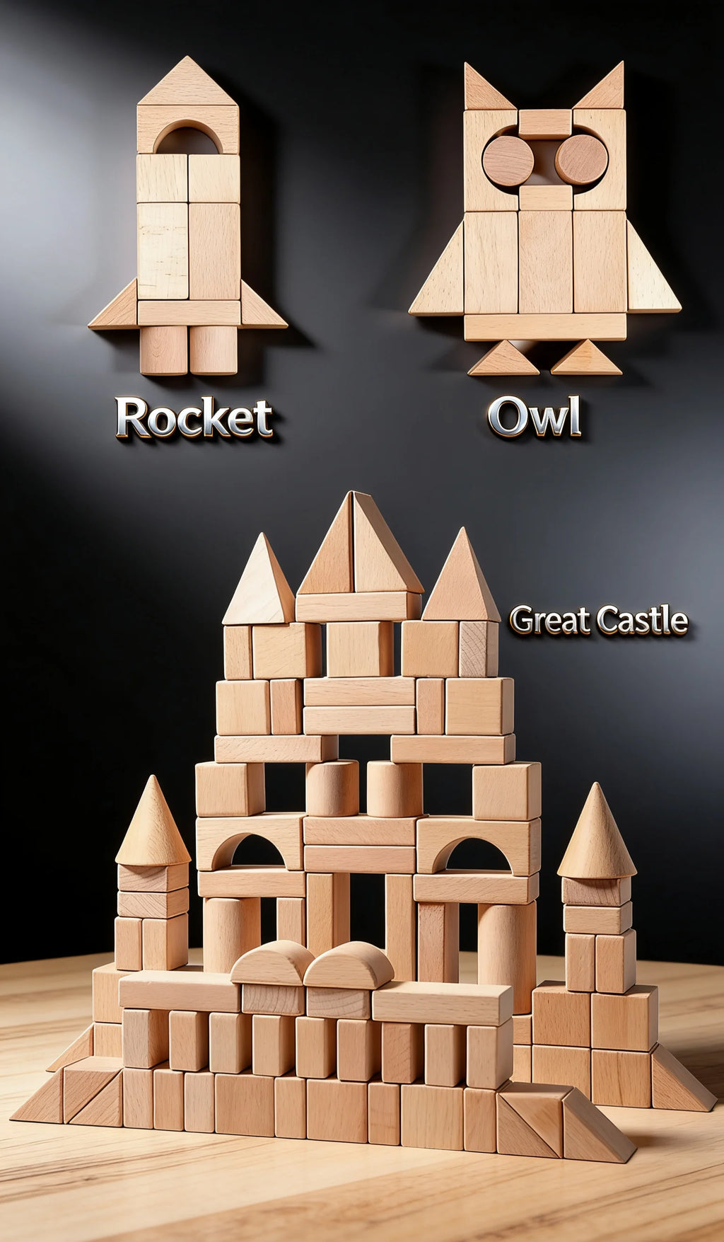 100 Pcs Beech Wooden Building Blocks Kids Formaldehyde-Free Large Size Anti-Swallowing Imagination Creative Construction Play