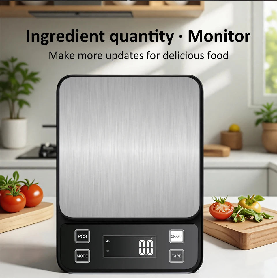 3/5/10kg 0.1g Food Scale Digital Electronic Kitchen Scale Fully Waterproof Stainless Steel Scale Food Snack Weighing Baking Tool