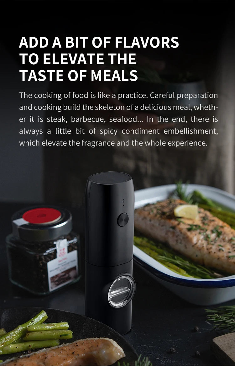 1/2pcs Automatic Pepper Grinder Salt And Pepper Grinder USB Rechargeable Adjustable Coarseness Spice Mill for Kitchen Tool