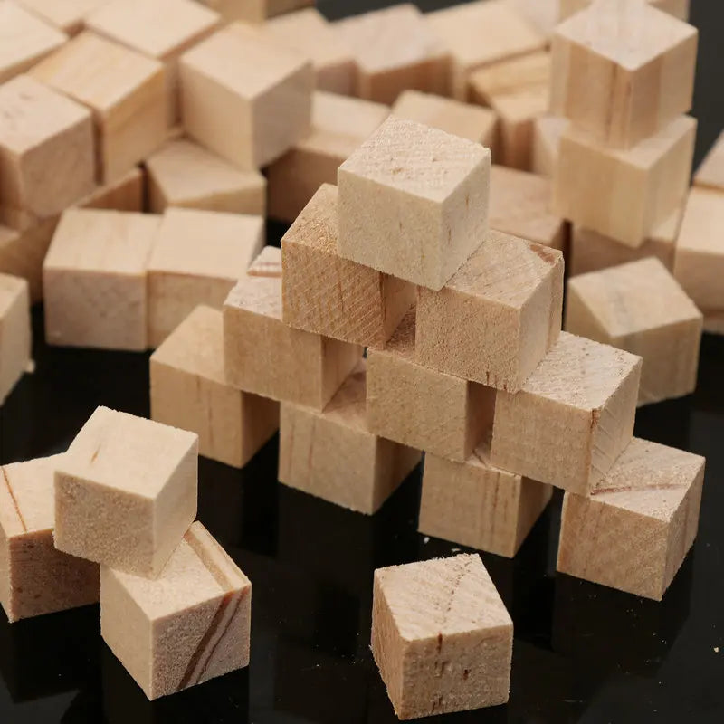 Square Small Wooden Block Model, Solid Wood DIY Handmade Wooden Block Assembly, Children's Baby Puzzle Toy Decor Handcraft Arts