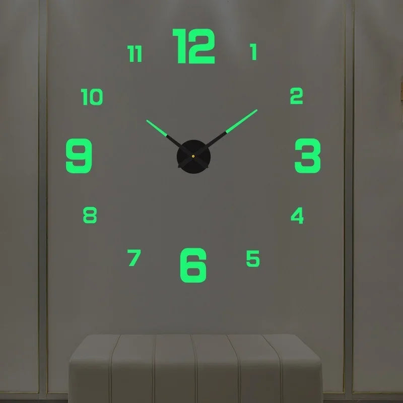 Large 3D Wall Clock Luminous Classic Wall Clocks DIY Digital Clock Wall Watches Stickers Silent Clock for Home Living Room Table