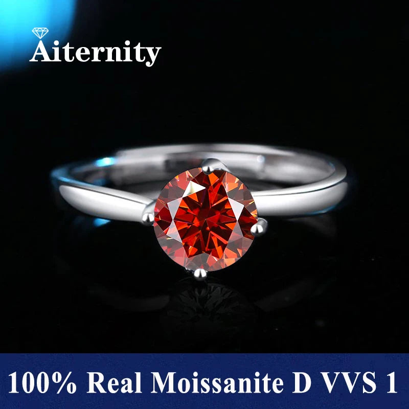 Men And Women's Moissanite Wedding Ring D VVS1 Adjustable Size S925 Silver GRA Certificate Wedding Ring