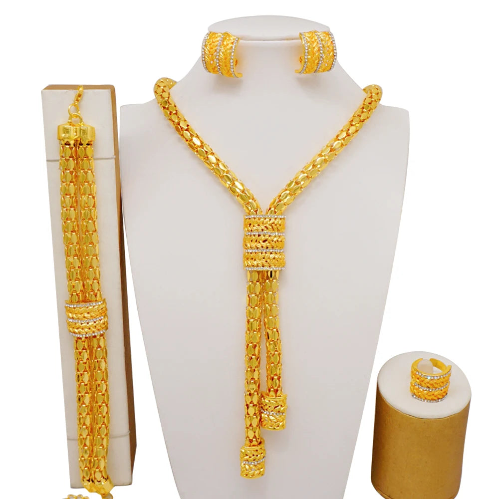 Ethiopian Fashion Women's Jewelry Set African Wedding Jewelry Set Necklace, Bracelet, Earrings, and Ring Set