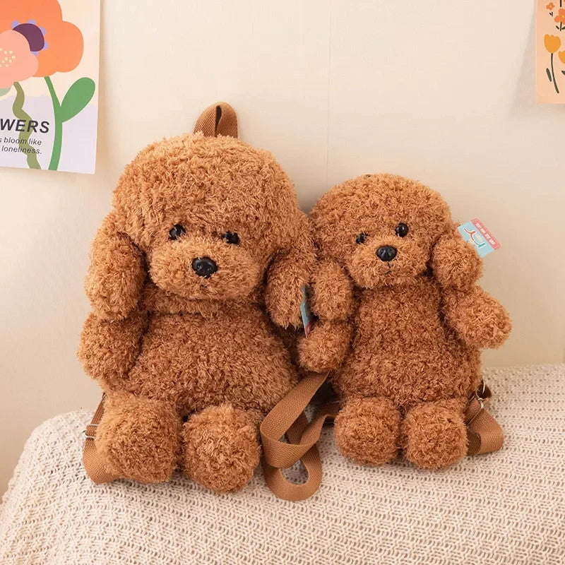 35/45CM Teddy Dog Backpacks Stuffed Animal Poodle Bag Plush Adjustable Schoolbags Kindergarten Plush Backpack Toys Gifts
