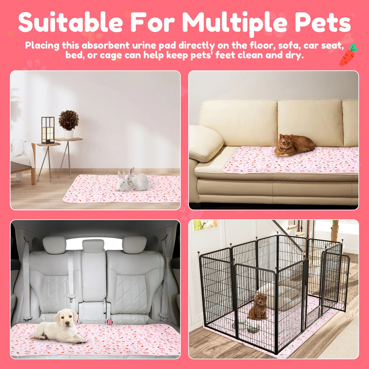 Guinea Pig Cage Liners Anti Slip Absorbent Guinea Pig Pee Pads Washable Rabbit Pee Pads Bedding for Small Animals Rabbit Hamster