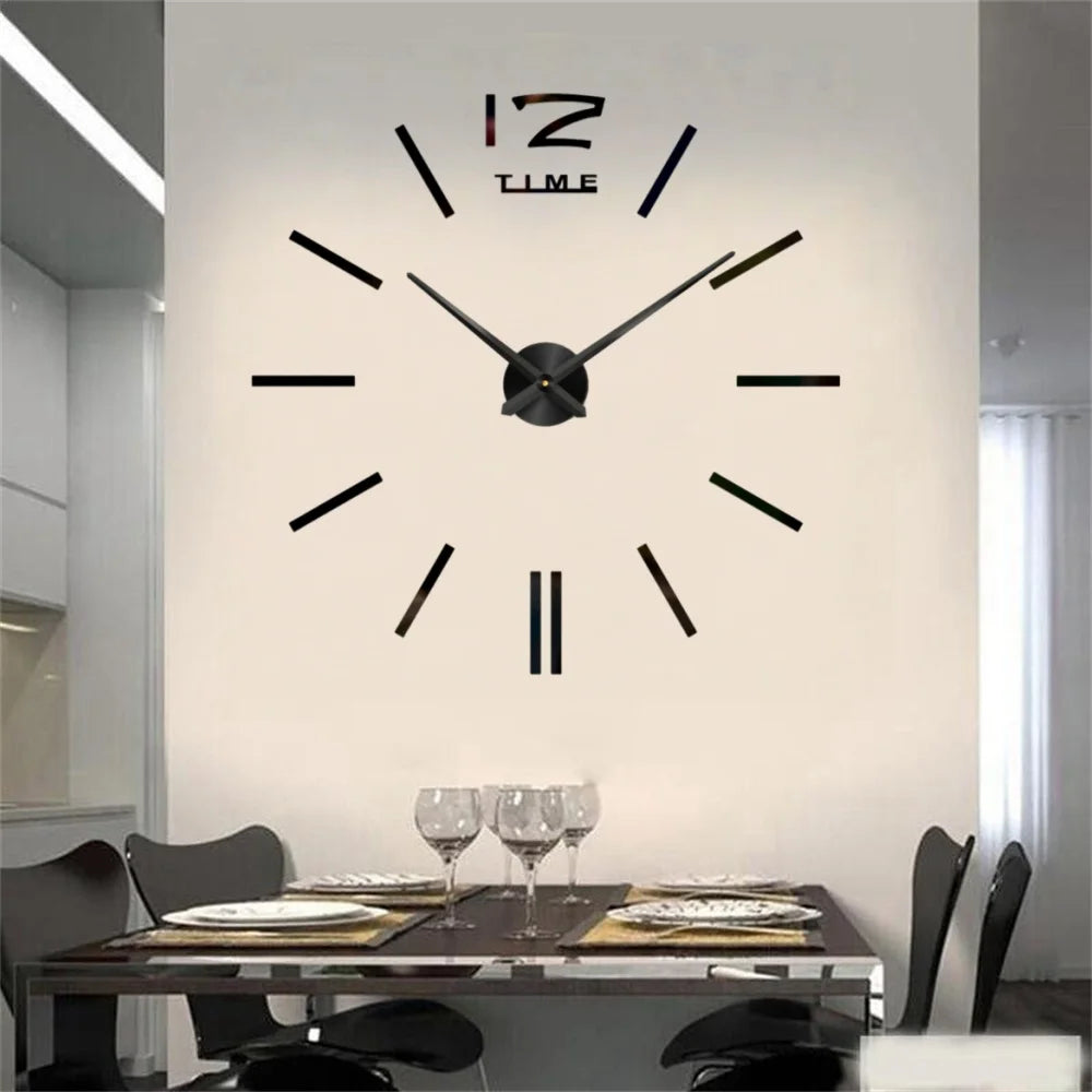 New Modern Design Large Wall Clock 3D DIY Quartz Clocks Fashion Watches Acrylic Mirror Stickers Living Room Home Decor Horloge