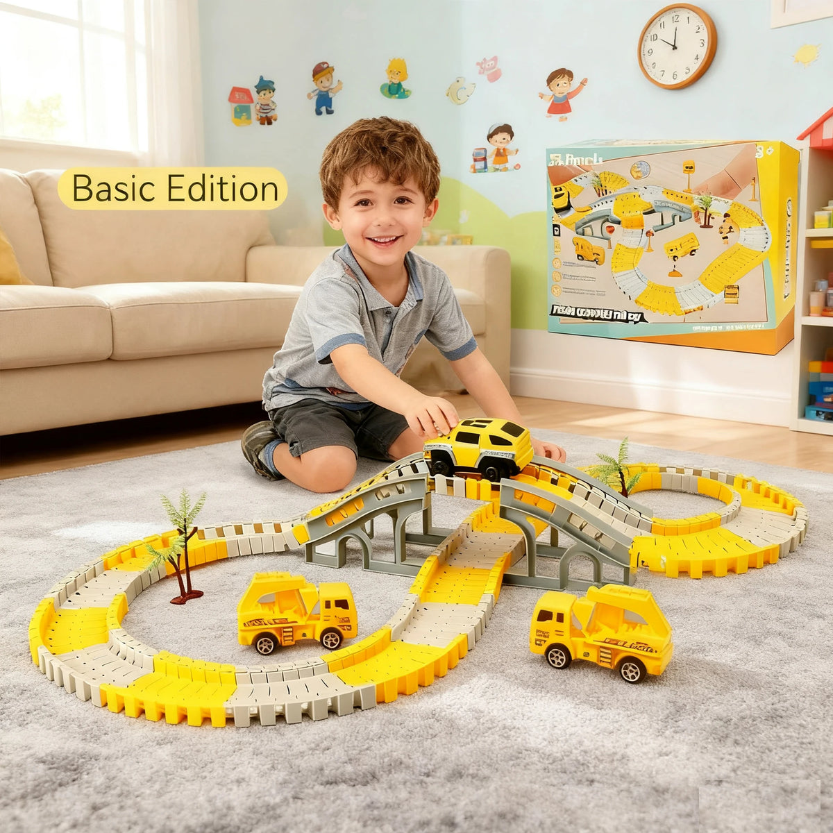 137pc Boys Halloween Christmas Gifts DIY Car Track Assemble Puzzle Toys Parent-Child Interactive Building Toys Family Party Toys
