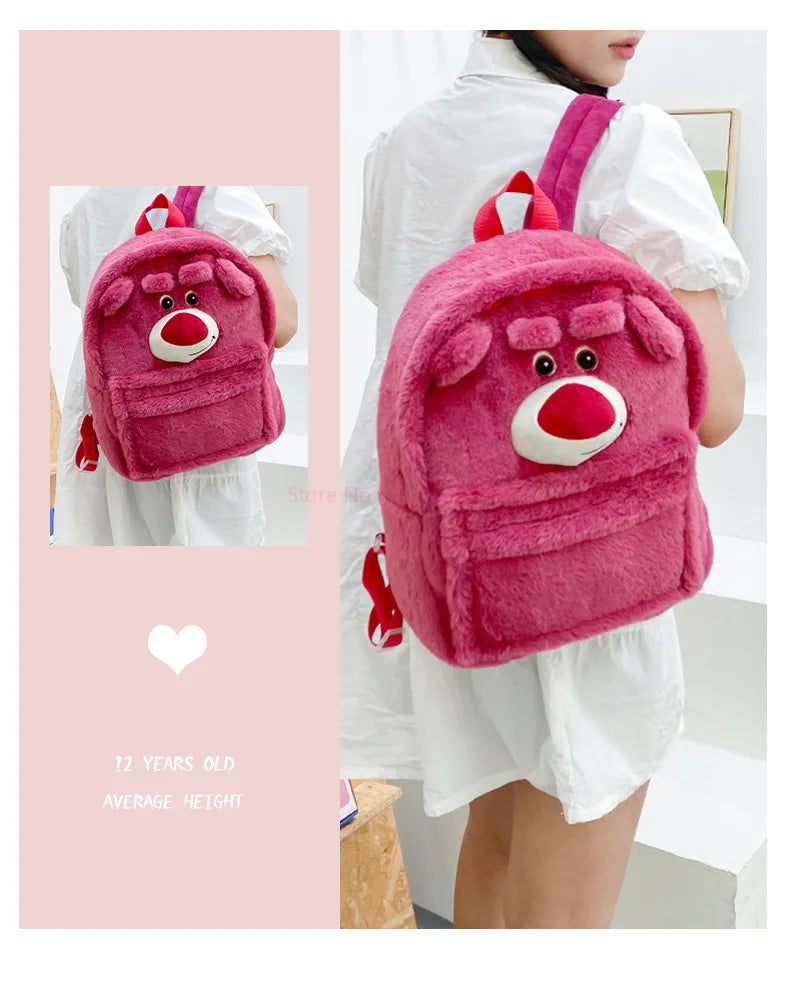 New Lotso Alien Cartoon Funny Plush Backpack Students Large Capacity Bag Girls Casual Soft Stuffed Schoolbag Lightening Bag