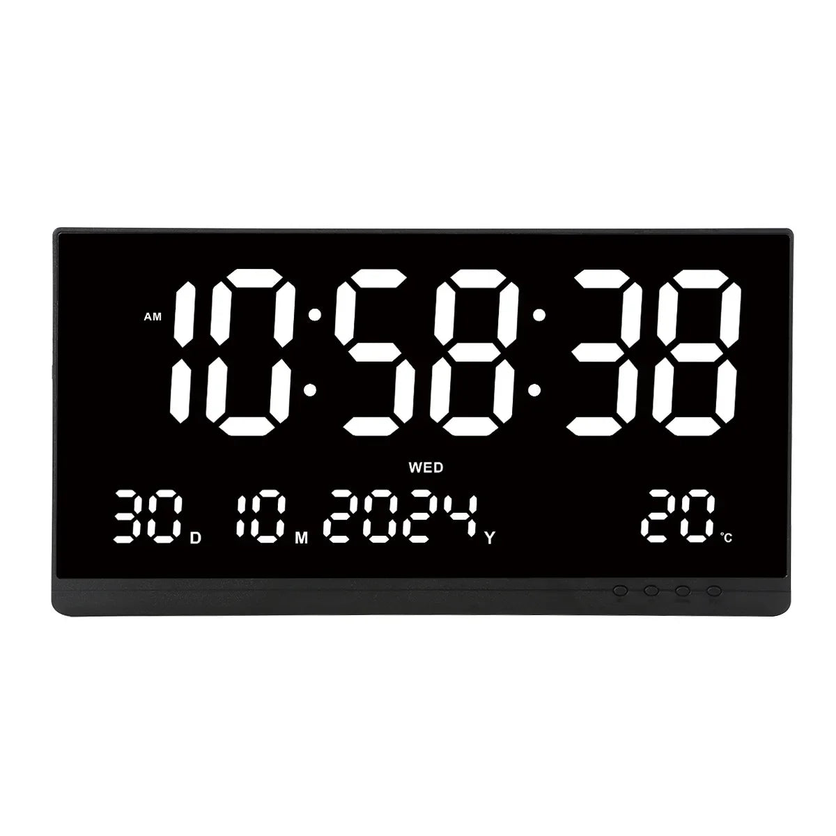 21 Inch Large Digital Wall Clock USB Powered Time Calendar 12/24H Time/Day/Month/Year/Temp Display Electronic LED Alarm Clock