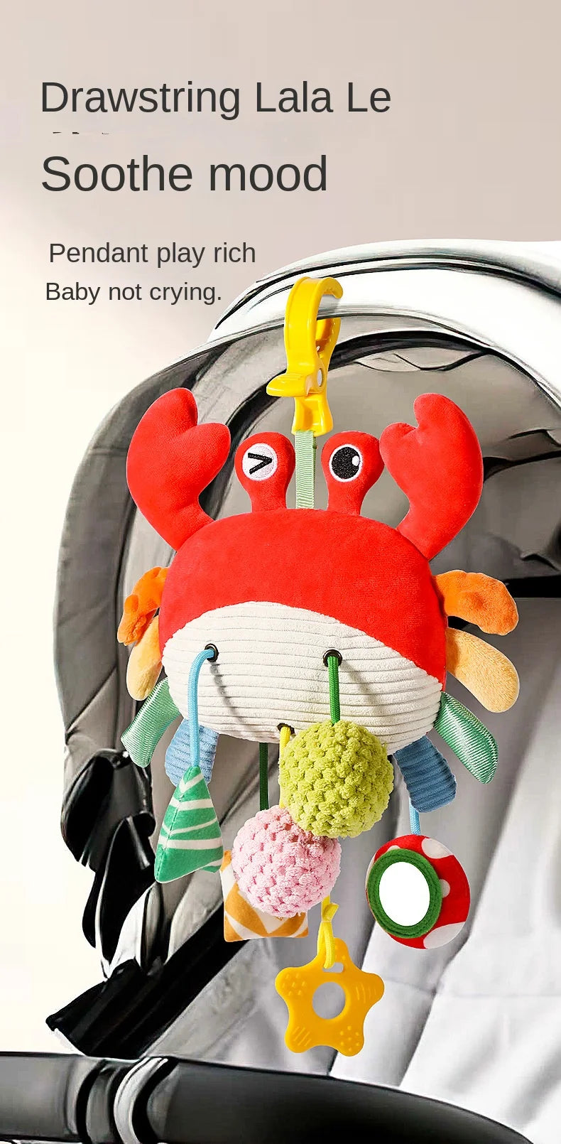 Baby Soothing Toy Crab Pull-String Stroller Charm