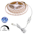 DC 5V USB LED Strip Light Touch Switch Dimmer Flexible LED Tape Ribbon 2835 DIY TV Backlight Mirror For Wardrobe Cabinet Decor
