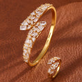 ZAKOL 9 Styles Golden Open Bracelet Ring Jewelry Set Geometric Shiny Zircon 18K Gold Plated Middle East Wedding Party Jewelry