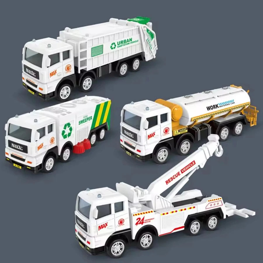 1pc Children's  Toys Inertia Car Sanitation Garbage Truck Cleaning Sprinkler Rescue Car Simulation Car Toy Model Boys' Gifts Puz