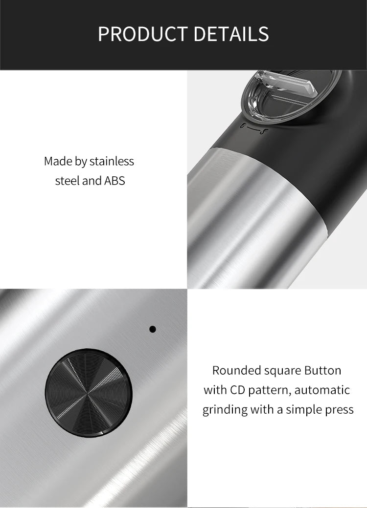 1/2pcs Automatic Pepper Grinder Salt And Pepper Grinder USB Rechargeable Adjustable Coarseness Spice Mill for Kitchen Tool