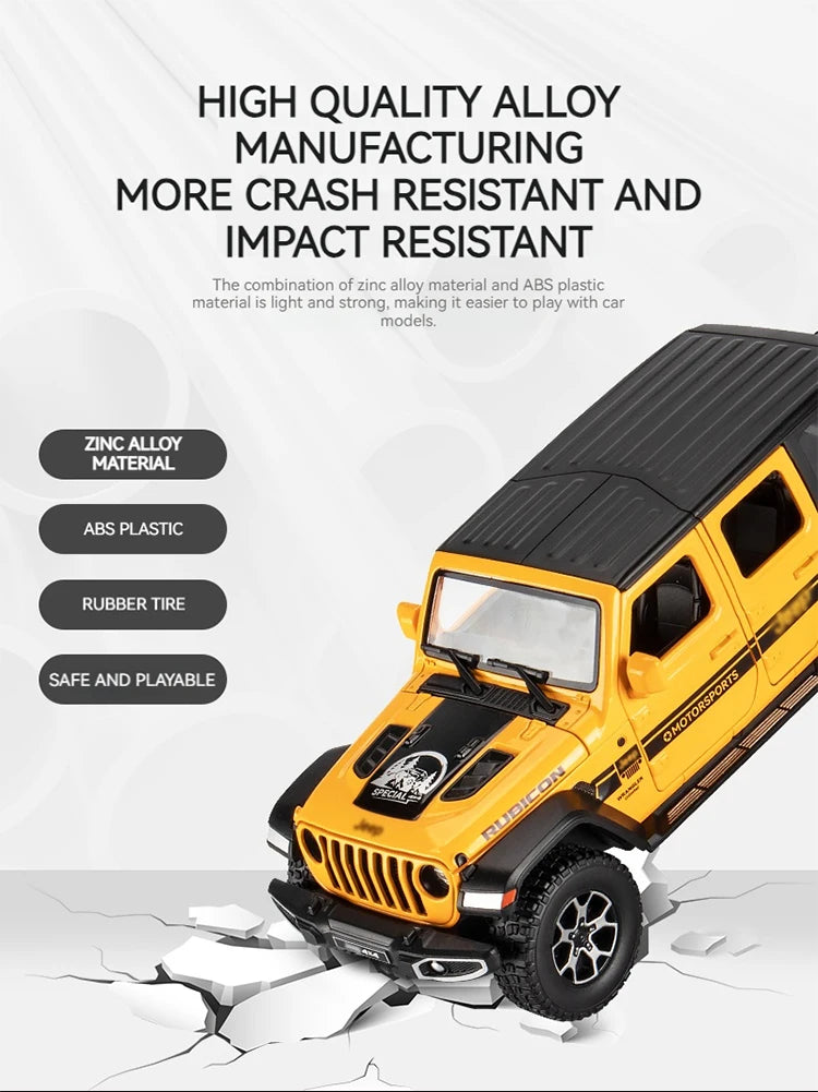 1:22 Model Wrangler Diecast Toy Car Model, Scale Metal Alloy Vehicle for Kids Boys Girls Adults, Doors Open,Gifts Gray