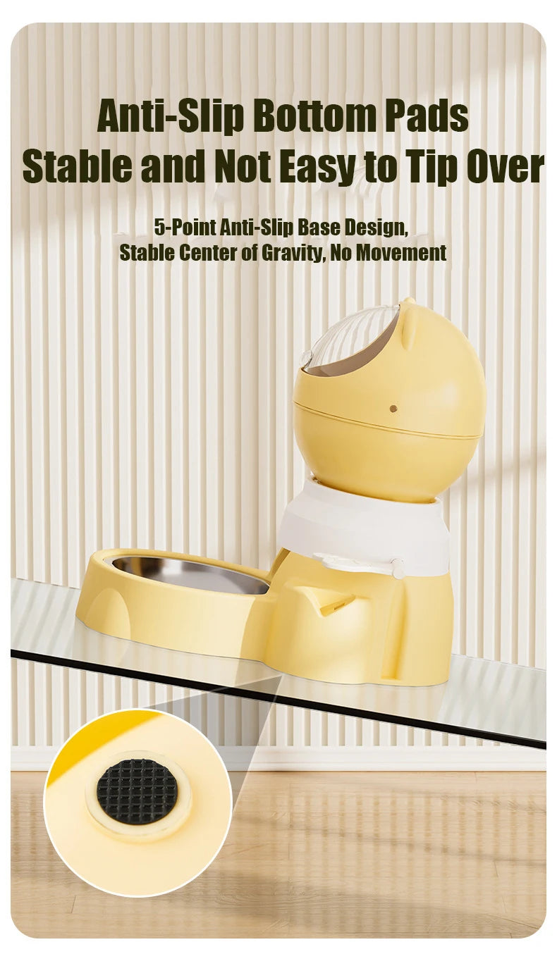 Push-Button Automatic Pet Feeder - Large Capacity Anti-Spill Food Dispenser for Cats & Dogs