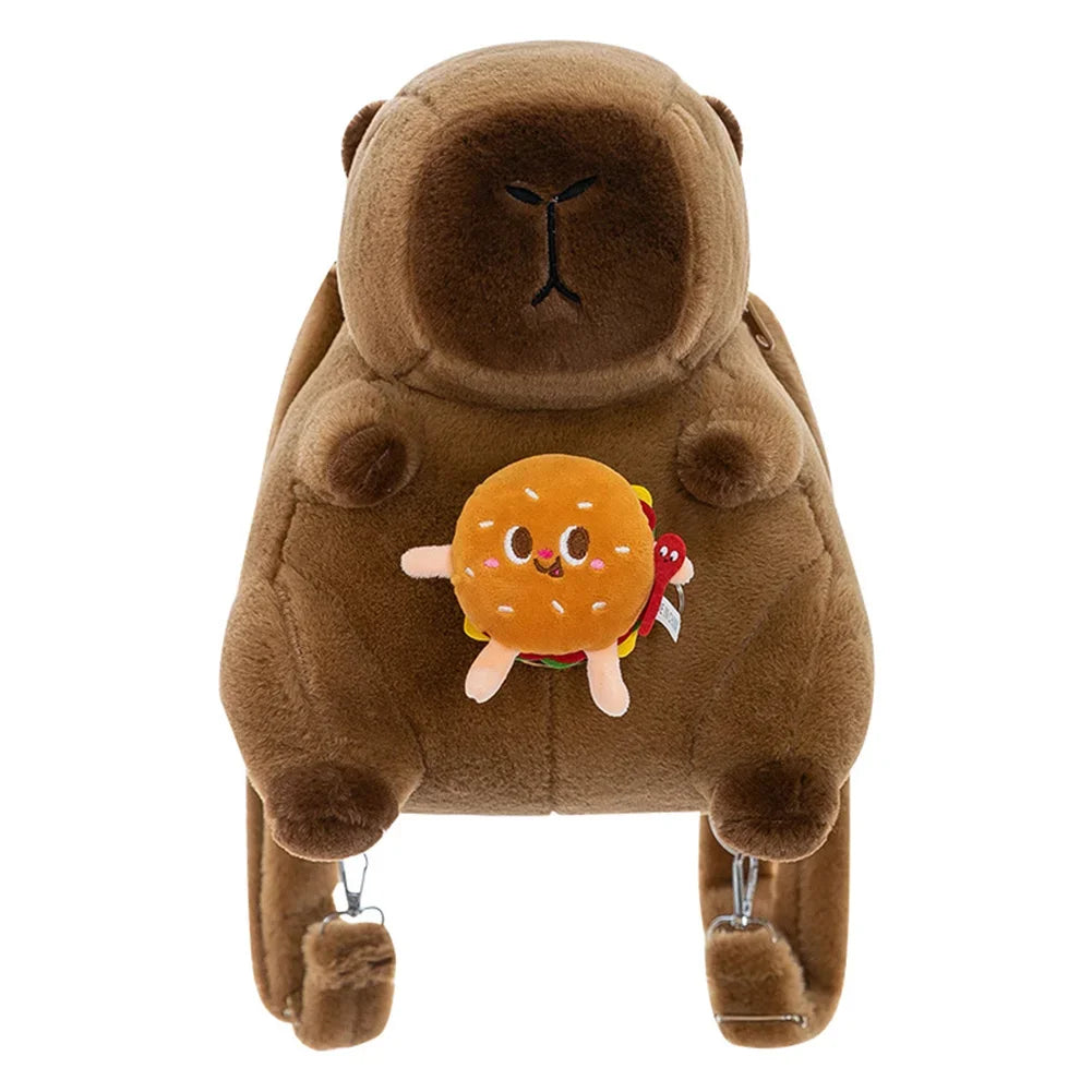 Cute Capybara Plush Backpack Funny Cartoon Capybara Shoulder Bag Student Fur Bag Plush Capybara School Bag for Kids