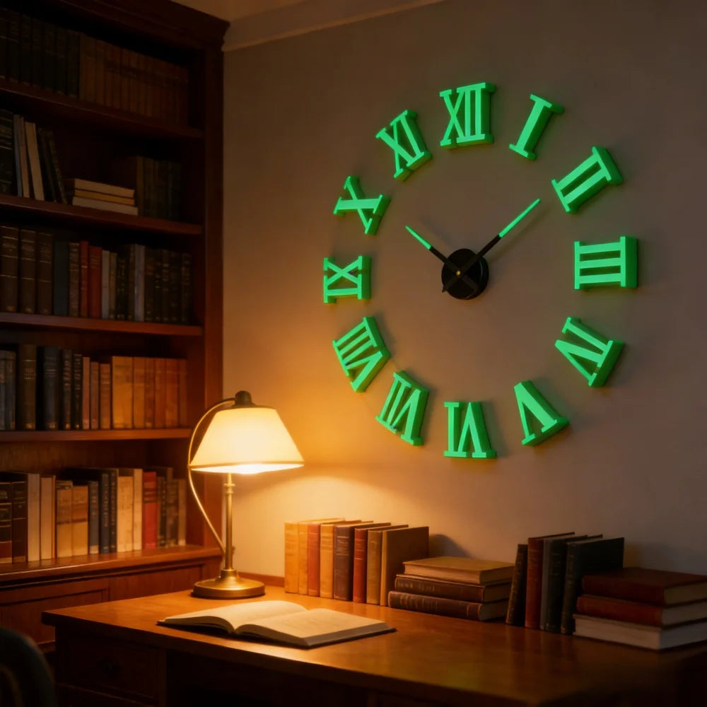 Large 3D Wall Clock Luminous Classic Wall Clocks DIY Digital Clock Wall Watches Stickers Silent Clock for Home Living Room Table