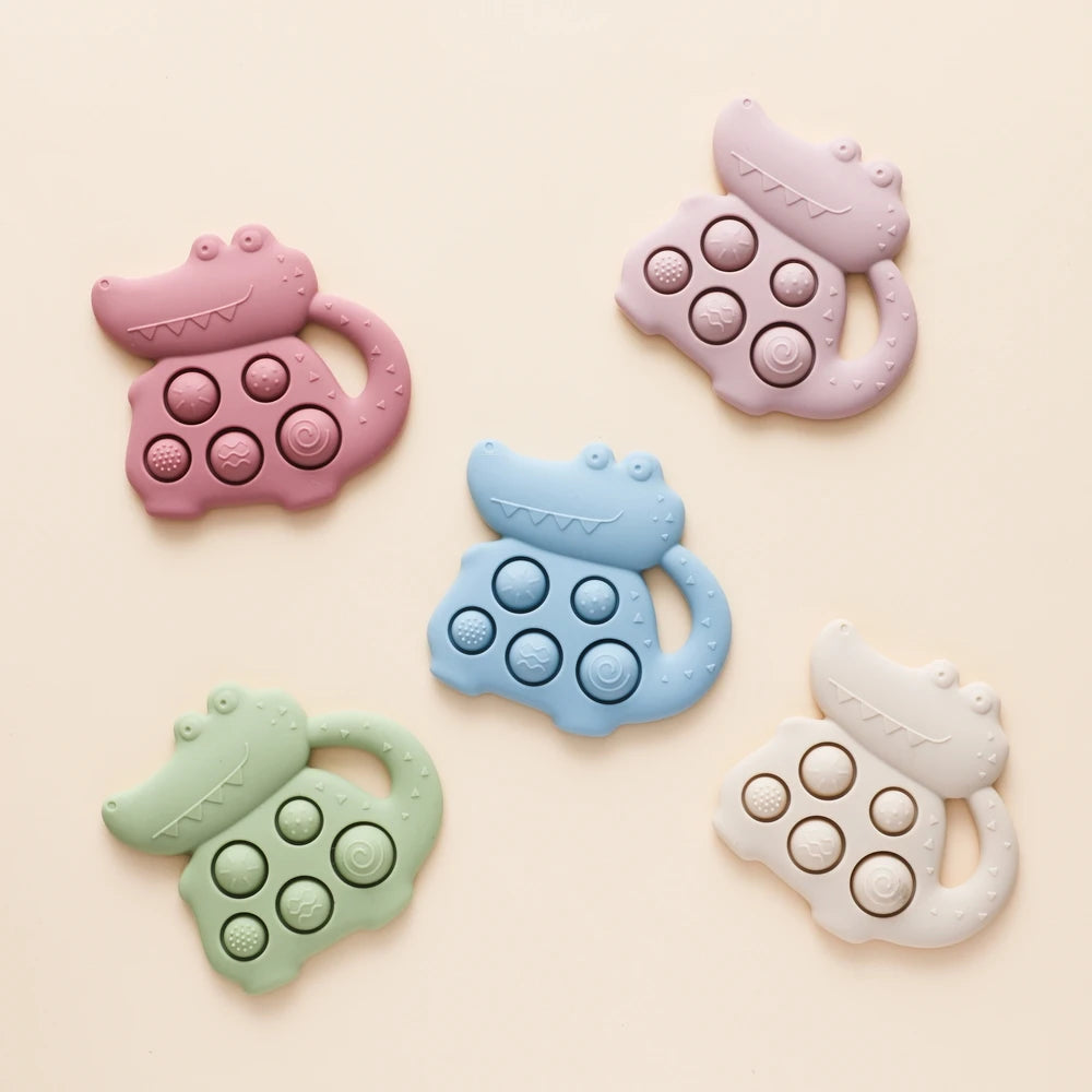 1pc Silicone Baby Toys 0-12 Baby Teether Toys Baby Fidget Toys Teething Sensory Toys Silicone Hand Bell Silicone Soothing Toys