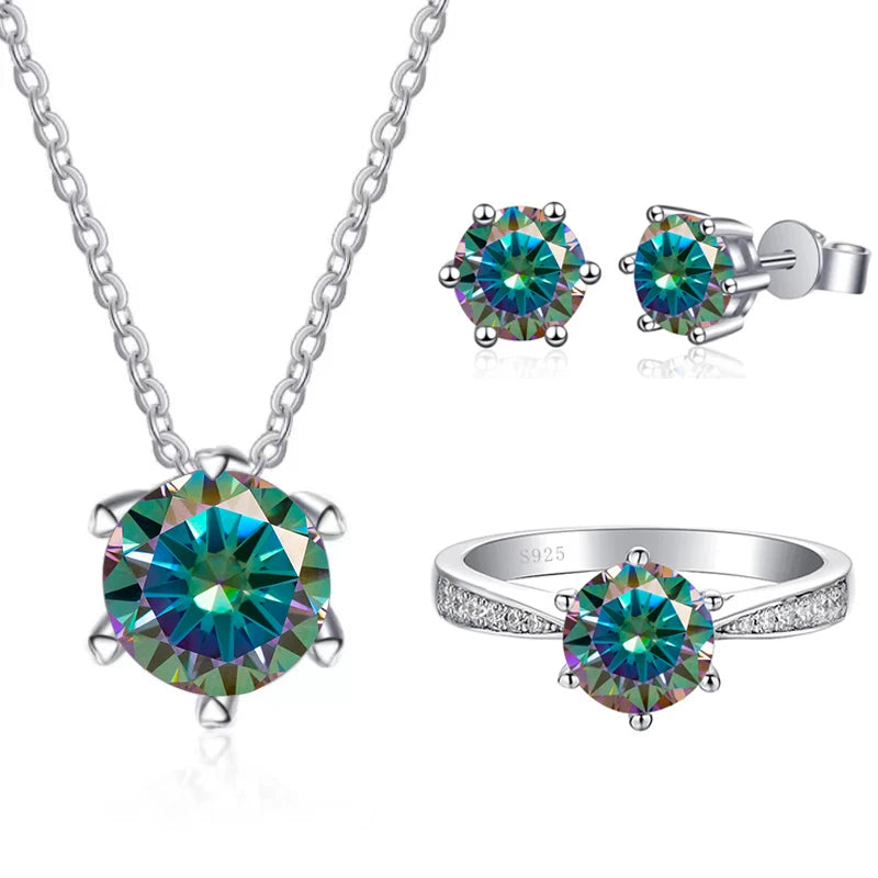 JoyceJelly Moissanite Jewelry Set With 1CT D Color VVS 3EX moissanite stone pass diamond test Wedding Luxury Fine Jewelry gift
