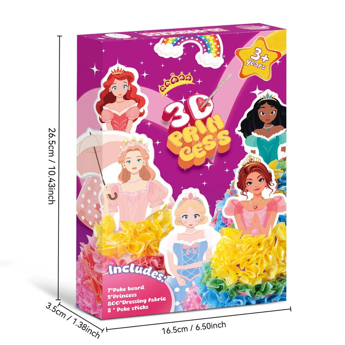 3D Princess Poke Art Craft Kit, 800Pcs Fabric Pieces DIY Poking Toy, Kids Educational Handmade Art Set Girls Birthday Gift