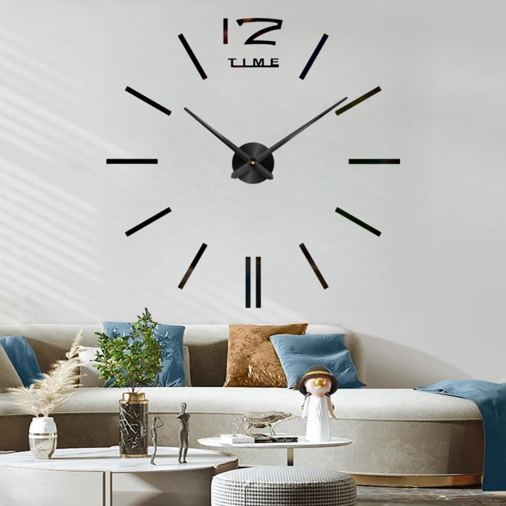 New Modern Design Large Wall Clock 3D DIY Quartz Clocks Fashion Watches Acrylic Mirror Stickers Living Room Home Decor Horloge