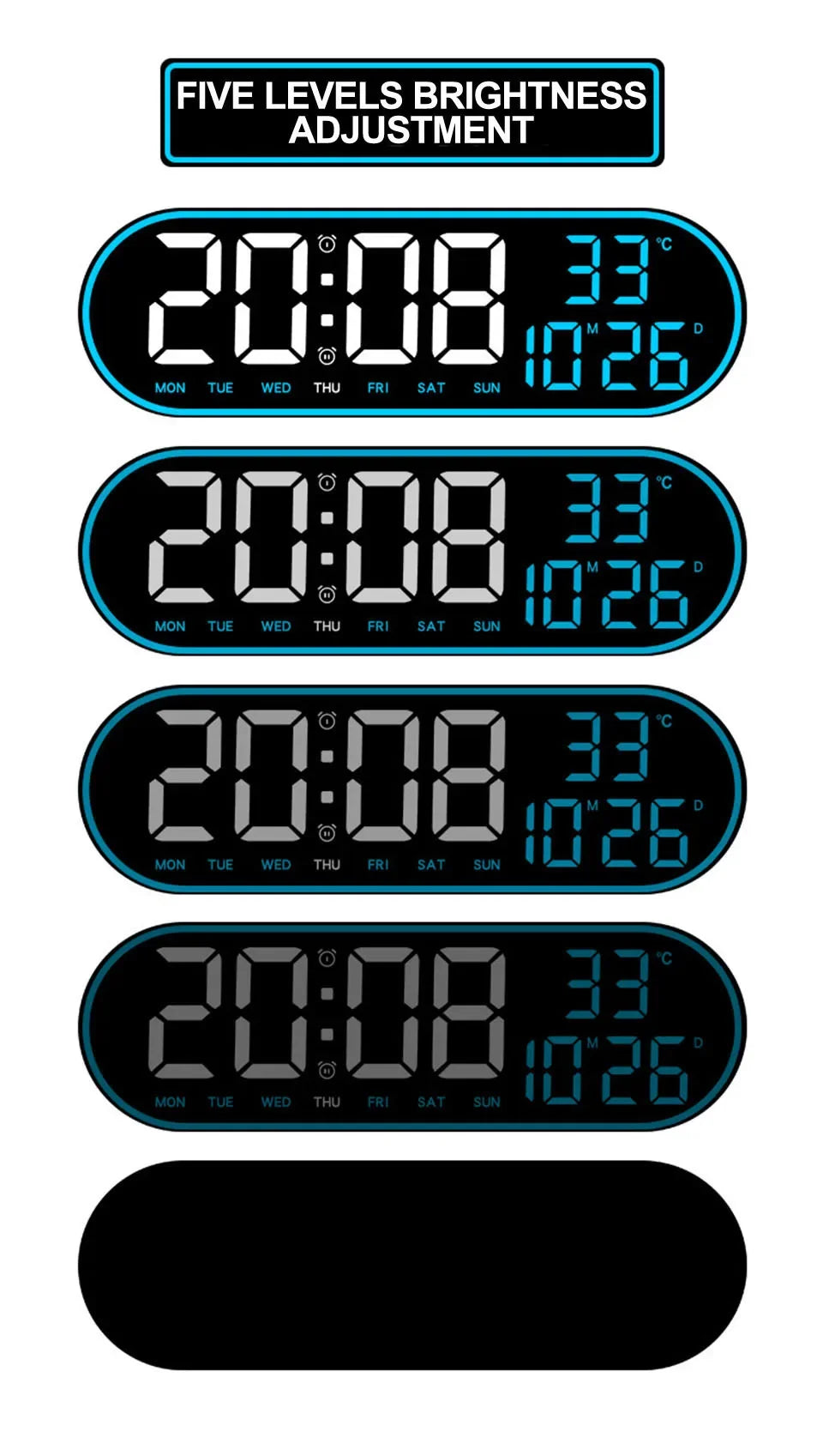 LED Digital Wall Clock Remote Control Electronic Mute Clock with Temperature Date Week Display 15-inch Timing Function Clock
