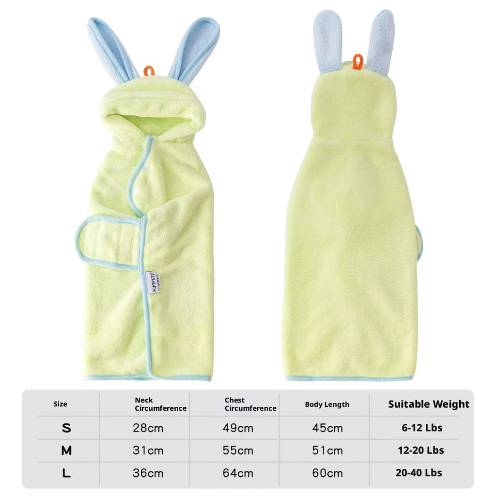 Pet Hooded Towel Bathrobe – Absorbent Cute Soft Warm Adjustable Towel for Small and Medium-Sized Dogs and Cats