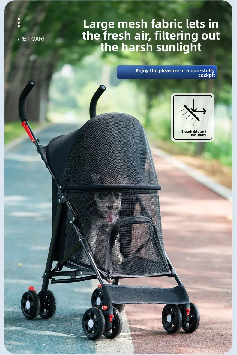Cool Mesh Pet Stroller for Small Dogs and Cats Lightweight Suitable for All Road with Removable Liner Safety Tether Easyto Store