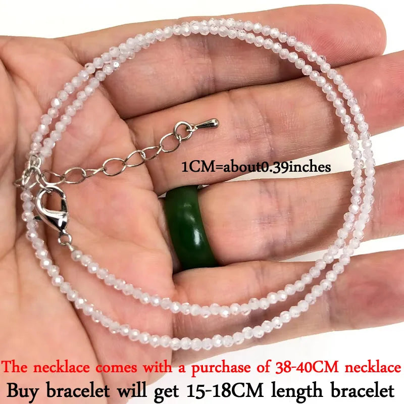 2024 New Boho 2mm Natural Stone Crystal quartz Necklace Bracelet Small Chain Ladies Fashion Accessories Charm Jewelry Accessorie