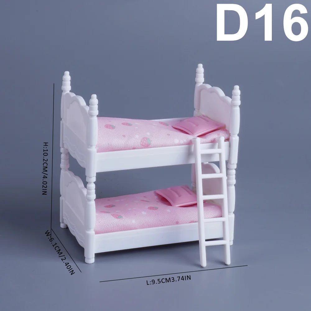 Doll House 1:12 Miniature Furniture Kitchen Toy Dining Table Dollhouse Accessories Montessori Bedroom Bathroom For Girl Gift